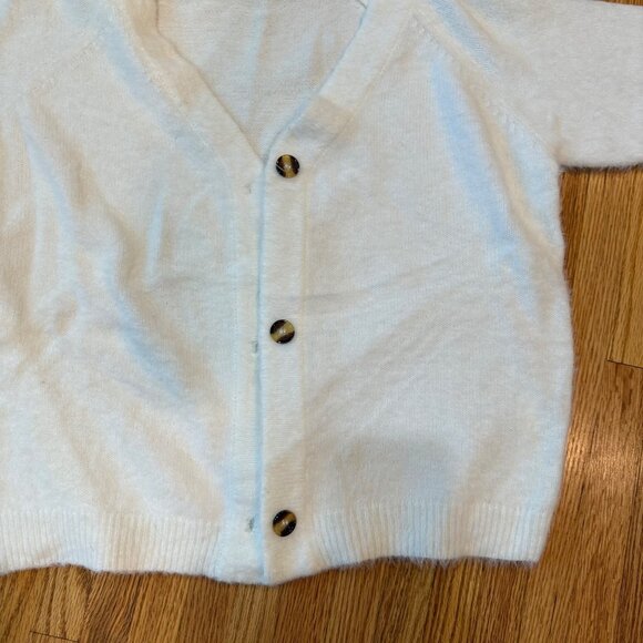 Shein Womens White Cardigan Sweater With Leopard Print Buttons V-Neck Size Large - Picture 2 of 6